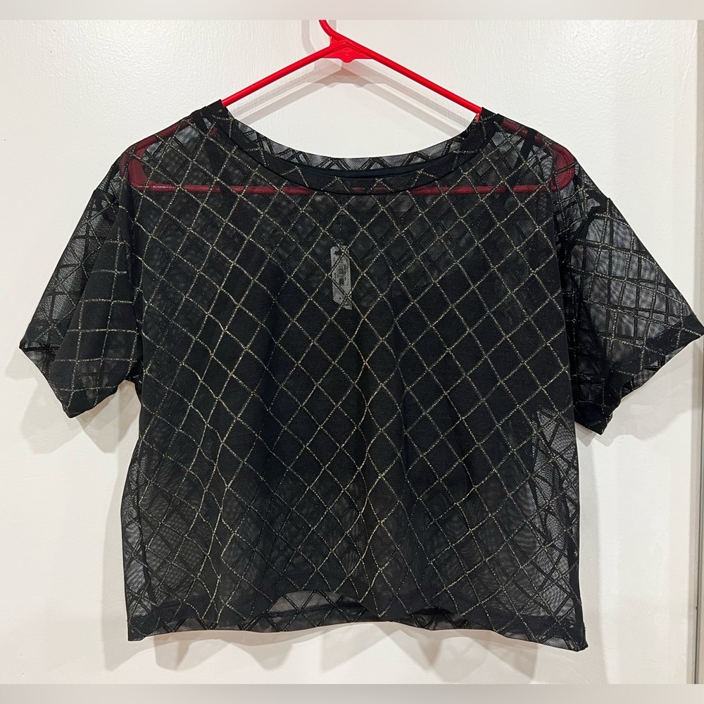 NWT VS Mesh black a gold crop top